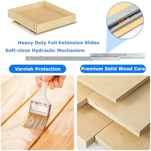 Soft Close Pull Out Cabinet Organizer, 32" W x 22" D Pull Out Drawer for Cabinet, Bottom Mount Pull Out Drawers for Kitchen Cabinets, Durable Pullout Drawers for Home & Kitchen Organization