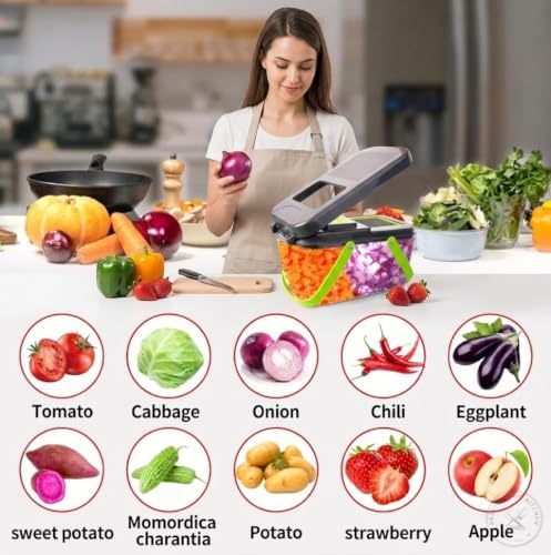 22-in-1 Vegetable Chopper & Slicer with Container - Image 2