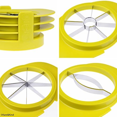 Apple/Tomato/Mango Cutters - Set of 3 - Sturdy Base keeps Fruit/Vegetable in Place - Also keeps Cutters Organized - Razor Sharp Stainless Steel Saw Blades - Quick - Easy