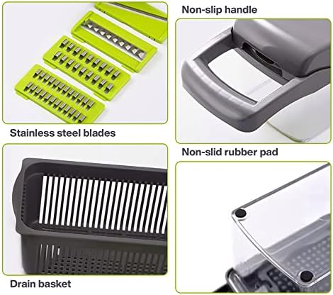 Vegetable Chopper 15-1 with Container - 8 Blades Dicer Chopper Cutter & Slicer - Draining Basket, Peeler, Egg separator, and Many More - Vegetable Chopper for Onions, Potatoes, Tomatoes - Image 6