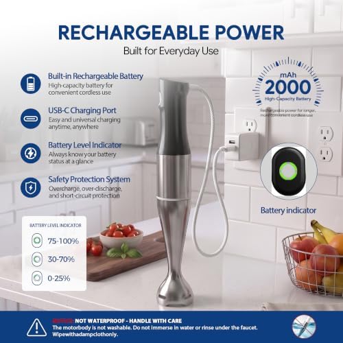 Cordless Immersion Blender, 3-in-1, Smart Control, Low Noise - Image 5