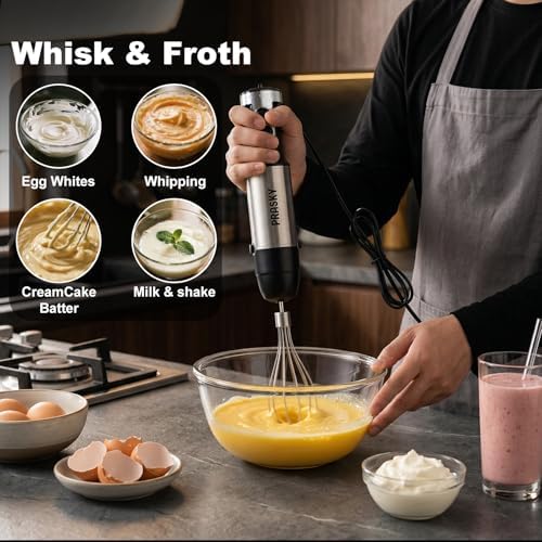 Immersion Blender Handheld 1200W, 20-speeds, 5-in-1 Handheld Mixer
