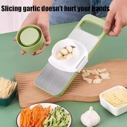 Kitchen Mandoline Slicer, Adjustable Vegetable Slicer, Potato Shredder, Tomato Slicer, Vegetable Cutter, Stainless Steel Professional with Safety Gloves green 1pc - Image 5