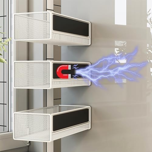 Magnetic Shelf Fridge Basket Bin for Washer Dryer Locker Whiteboard Cabinet