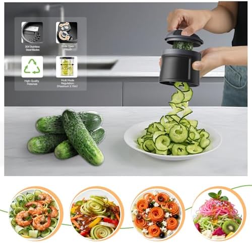 4 in 1 Vegetable Spiralizer Slicer for Veggie Noodles, Adjustable Thickness - Image 2