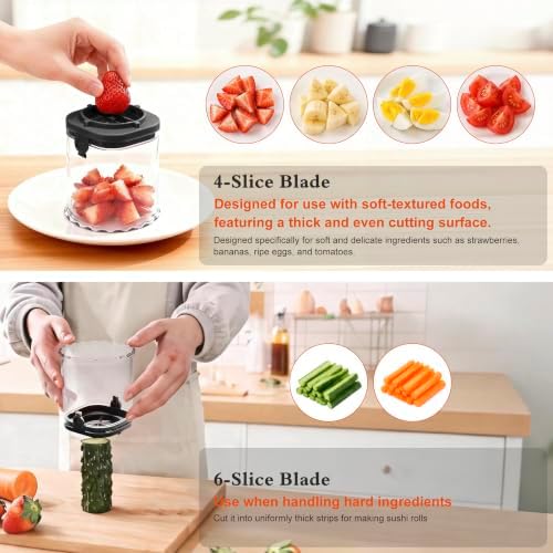 CEHNCEH 2-in-1 Fruit Slicer Cup Detachable Perfect Stainless Steel (Black) - Image 2