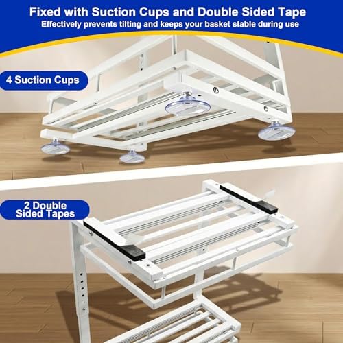2-Tier Metal L-Shaped Pull-Out Under Sink Organizer, White, 2 Pack