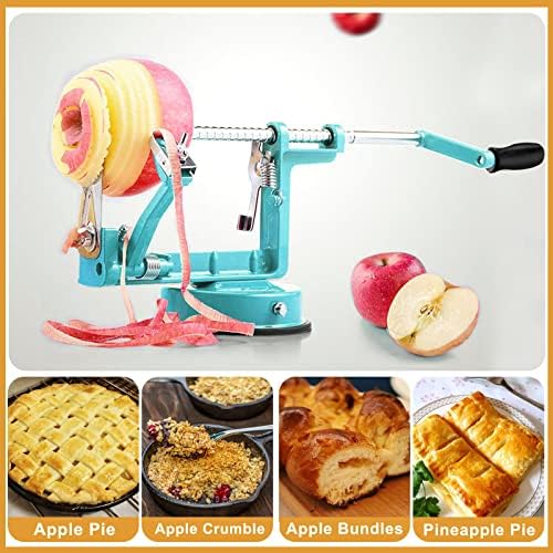 Apple Peeler Slicer Corer with Stainless Steel Blades and Powerful Suction Base for Apples Pears Potatoes(Blue)