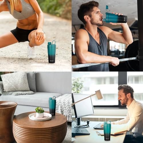 TOOFEEL Stainless Steel Protein Shaker Bottle - 20 oz Double Walled Insulated Cup, Keeps Cold/Hot for Gym Workout Mixes - Image 6