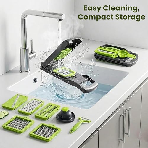 Multifunction 14 in 1 Vegetable Chopper Food Slicer Dicer with Container Manual Kitchen Cutter with Interchangeable Blades for Fruits and Vegetables - Image 6