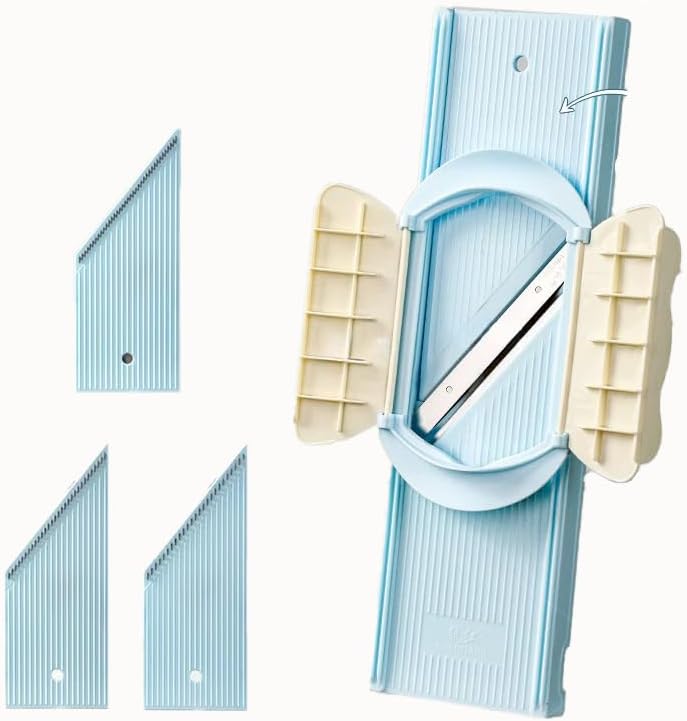 4-in-1 Vegetable Slicer & Grater - Dual-Guard Hand Protector with 4 Sharp Blade, Safe Mandoline for Potato, Carrot, Cucumber (Blue) by Unknown