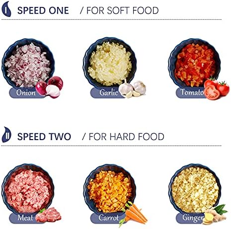 Electric Food Chopper, Food Processor, 2 Bowls and 4 Sharp Blades, 300W