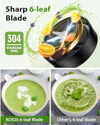 KOIOS Smoothie Blender, 900W Blenders for Kitchen with 27oz No-BPA Portable Bottles Spout Lids, 3 Modes Personal Mixer Blender for Shakes Smoothies Frozen Drinks Baby Food, Recipe (WBL702 Black) - Image 5