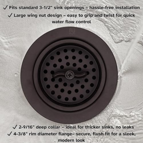 A213-12 3-1/2" Wing Nut Twist Style Large Kitchen Sink Basket Strainer, Oil Rubbed Bronze