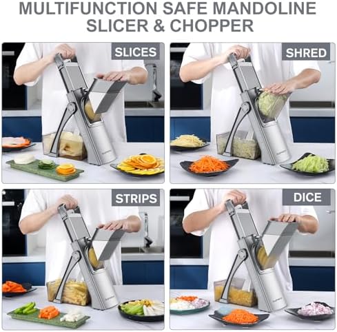 Safer Mandoline Slicer for Kitchen, Vegetable Slicer & Chopper