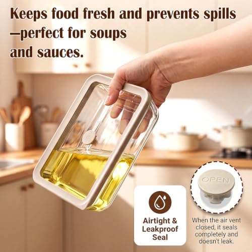 4 Pack 27 oz Glass Food Storage Containers with Airtight Lids