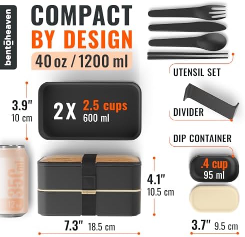 Bento Box Adult, Stackable Lunch Box, 40 oz, Symph Onyx