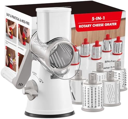 GDL Cheese Grater Hand Crank, Rotary Cheese shredder, Vegetable Slicer by GDL
