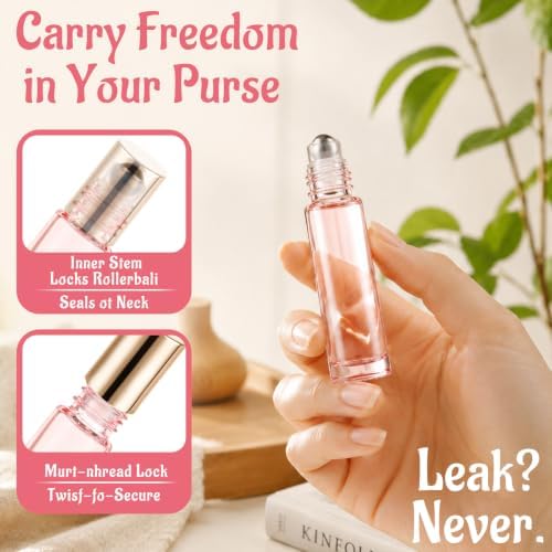 CertBuy 50 Pack 10ml Refillable Glass Roller Bottles for Essential Oils Leak-proof, UV-Resistant, Roll On Bottles Empty with Stainless Steel Roller Balls & Caps for Perfume, Lip Gloss, DIY, Travel - Image 4