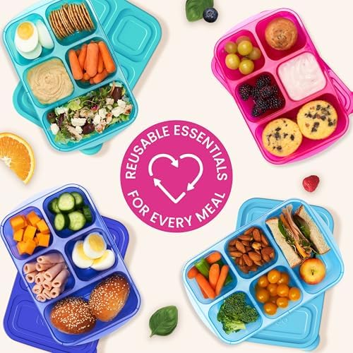 Easyboxes Stackable 5-Compartment Lunch Boxes, 8-Piece Set