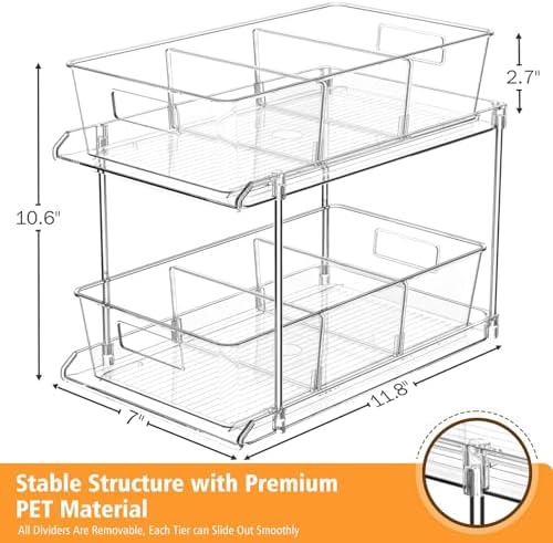 Bathroom Under Sink Organizers and Storage, 2 Tier, 2 Packs