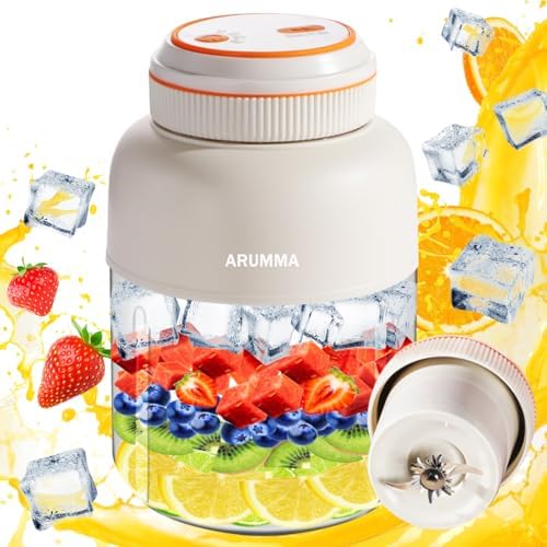 Portable Smoothie Blender for Smoothies & Shakes 46oz 1400ML USB Charging Cordless Powerful Blades Blending Portable Juice Cup Blender for Small Ice Fruit Vegetable Crush Kitchen Gym Outdoor by ARUMMA