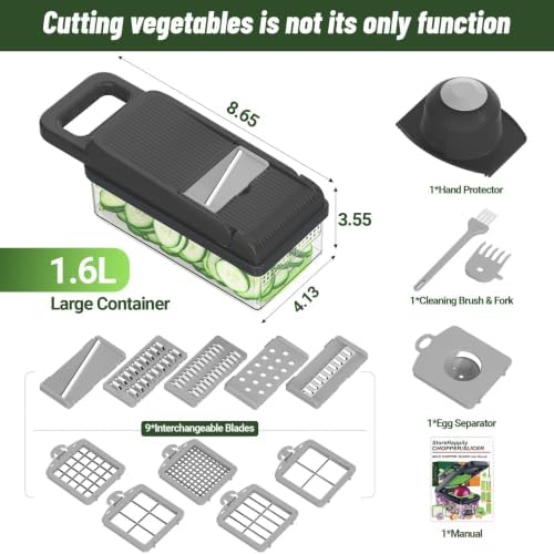 15-in-1 Vegetable Chopper 10 Blades, Veggie Cutter with Handle, Grey - Image 2