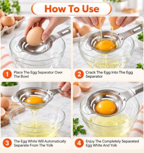 Yolk Separator, 1PCS Egg Separators for Yolk, Stainless Steel 6‑hole - Image 3