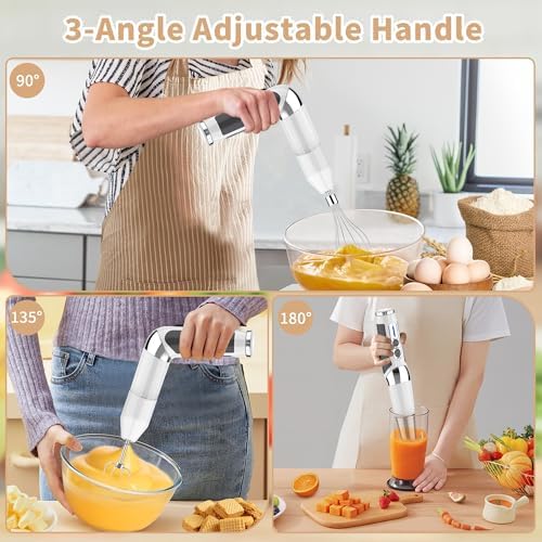 Toogel 4-in-1 Cordless Immersion Blender, 21-Speed, 3-Angle Adjust, White - Image 3