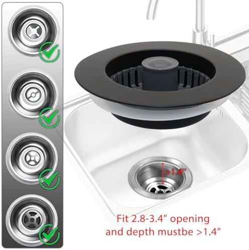 3 in 1 Kitchen Sink Stopper, Pop Up Kitchen Sink Drain Strainer