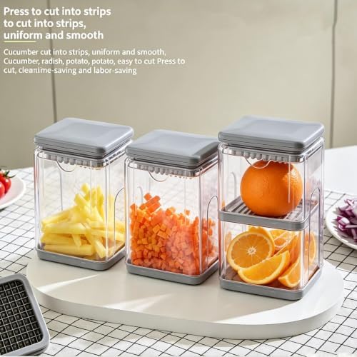 Vegetable Cutter,Food Chopper Manual Hand,for Potato Cutter & Fry Slicer - Functions as Potato Dicer,Onion Dicer,Veggie Shredder with 9 Blades,Easy to Clean, Dishwasher Safe-Essential Kitchen Gadgets - Image 6