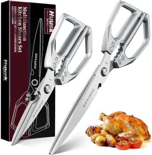 Heavy Duty Kitchen Shears, 2 Pack Japanese Steel Kitchen Scissors