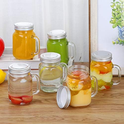 8oz Mason Jar Mug with Handle and Golden Lids, Set of 12
