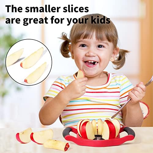 Newness 5.12 Inch Extra Large Apple Slicer, Heavy Duty Apple Cutter 12 Slices, Durable Apple Cutter Slicer, Stainless Steel Apple Slicer and Corer - for Apple, Potato, Onion and More, Red