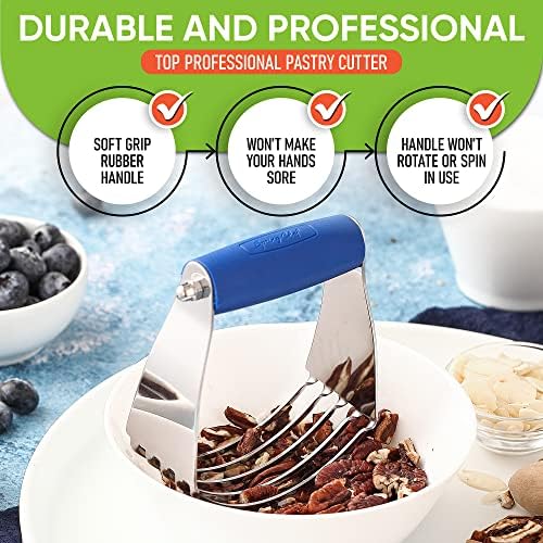 Spring Chef Medium Dough Blender Hand Tool, Durable Pastry Cutter, Sapphire - Image 5
