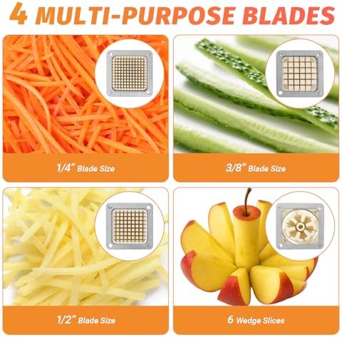 Commercial Vegetable Chopper Dicer w/3 Replacement Blades Onion Dicer Commercial Heavy Duty Vegetable Fruit Chopper Stainless Steel French Fry Cutter - Image 5