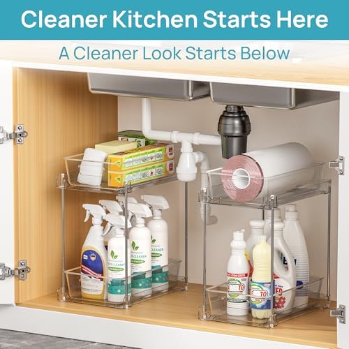 2 Pack Taller Pull Out Bathroom Under Sink Organizer (S-Higher)