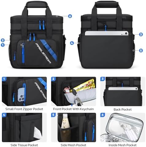 Insulated Lunch Box, 20L Double Deck Cooler Bag for Men Women