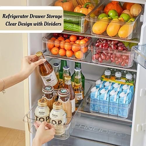 Roll-Out Refrigerator Organizers and Storage, 2 Pack Drawer Fridge Bins