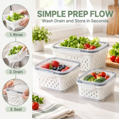 2-in-1 Stackable Food Storage Containers with Lids, 3 Size