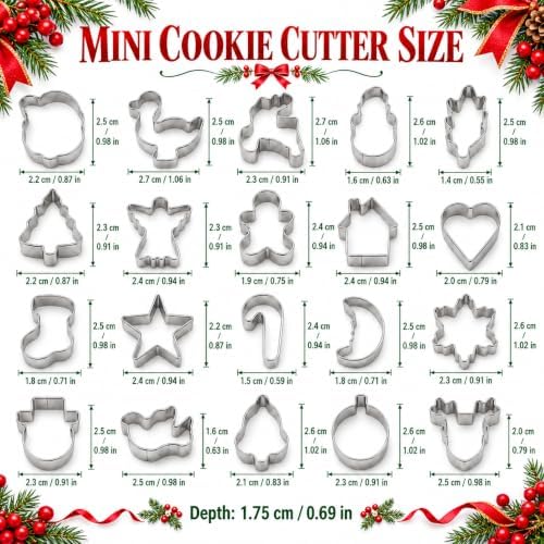 Mini Christmas Cookie Cutters Set,20PCS Stainless Steel Cookie Cutters - Image 2