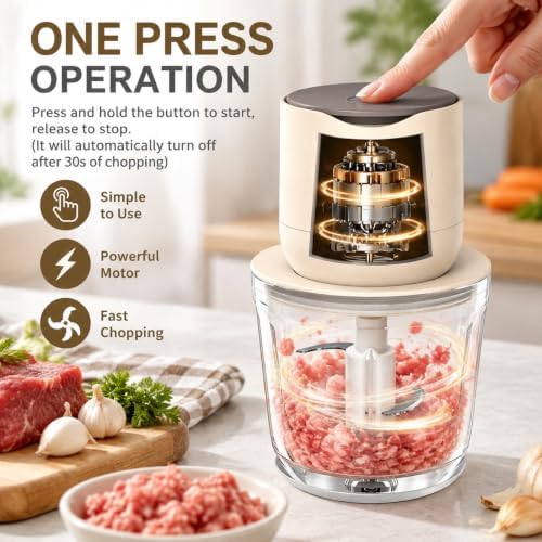 Electric Garlic Chopper Glass 600ML, Rechargeable Cordless Food Chopper - Image 2