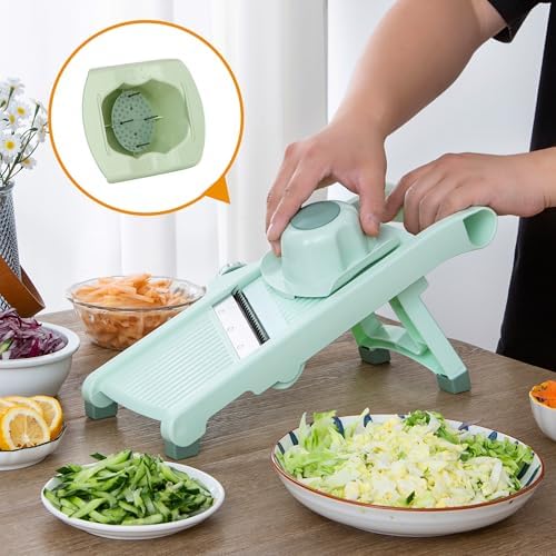 Adjustable Safe Mandoline Slicer for Kitchen, Stainless Steel Multifunction Vegetable & Fruit Cutter, Onion Potato Tomato Cabbage Apple Lemon Slicer Cutter, Multipurpose Veggie Slicer. - Image 5
