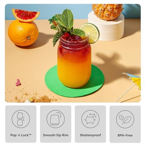 POP 16oz Mason, Premium Quality, Recyclable, Unbreakable & Crystal Clear Plastic Drinking Jar, 12 Count (Pack of 1)