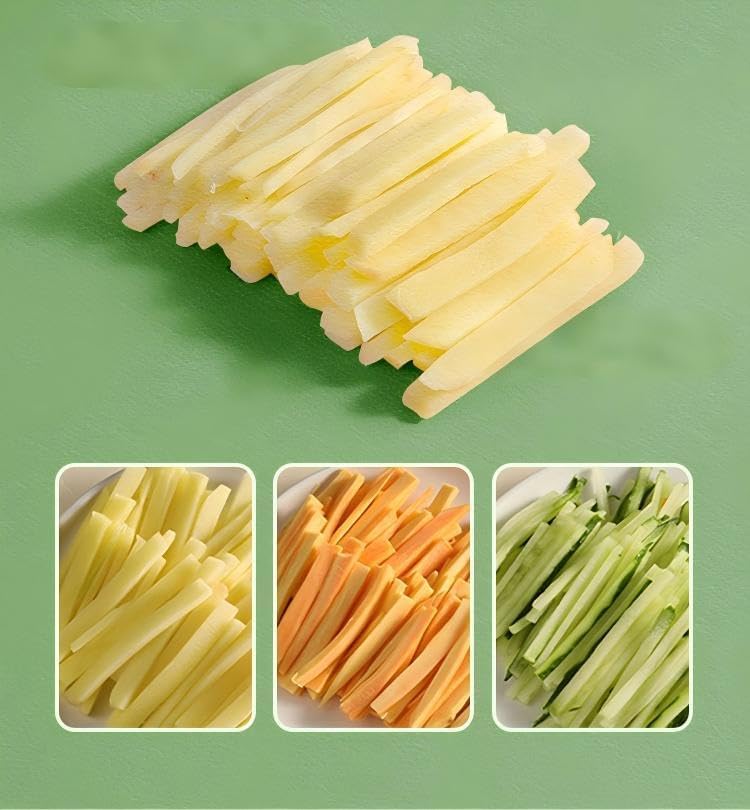 Adjustable Mandoline Slicer, Safe Vegetable Cutter and Julienne Grater for Kitchen, Compact Manual Potato Onion Chopper Slicing tool with Container (White) - Image 3