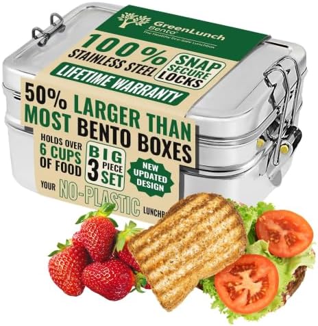 Stackable Stainless Steel Bento Box for Adults, 6 Cup with Snack Pod