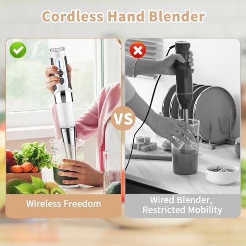 Toogel Cordless Immersion Blender, 21-Speed, 3-Angle Adjust, White - Image 2