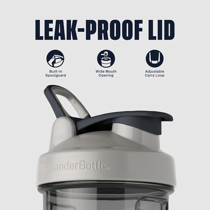 BlenderBottle Shaker Bottle Pro Series Perfect for Protein Shakes and Pre Workout, 32-Ounce, Pebble Grey