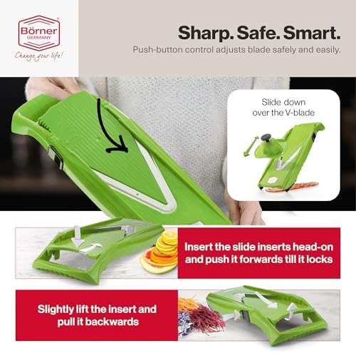 Borner V Power Vegetable Mandoline Slicer, Handheld Food Slicer 10-In-1 Kit