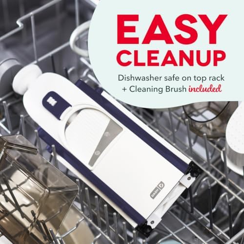Safe Slice Mandoline for Vegetables, Meal Prep & More with 30+ Presets & Thickness Adjuster, Midnight Navy